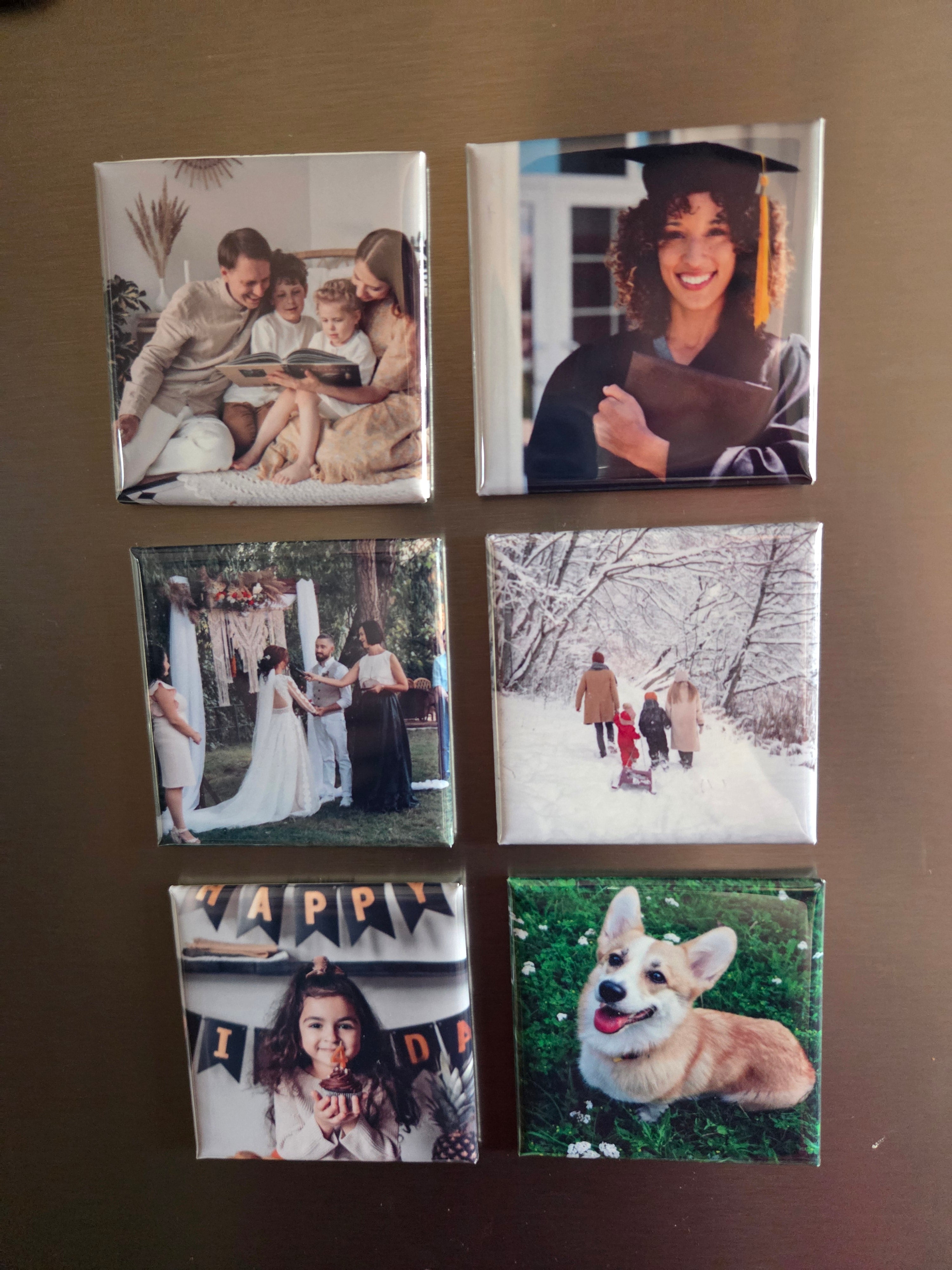 Set of 6 custom photo magnets